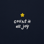 "Count It All Joy" | Embroidered Navy Crewneck