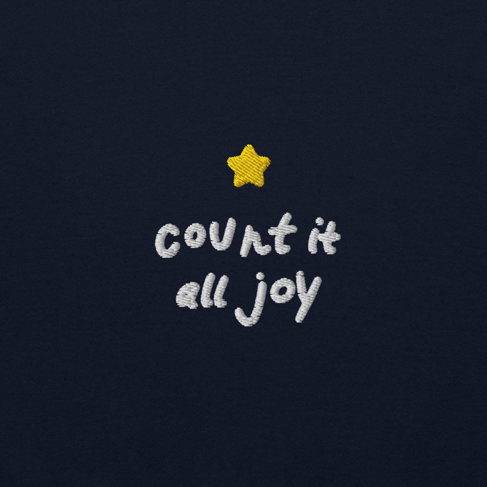"Count It All Joy" | Embroidered Navy Crewneck