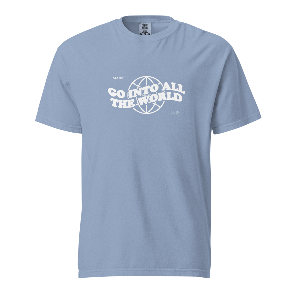 "Go Into The World" | Washed Denim Tee
