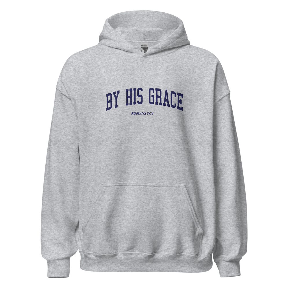 "By His Grace" | Embroidered Grey Hoodie